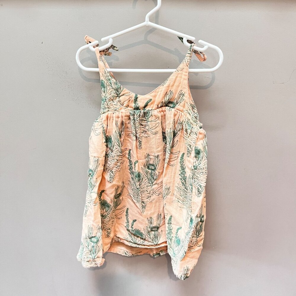 Kate Quinn 3T Organic Cotton Floral Print Girls Dress Peach & Green